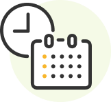 予約日時を示す時計とカレンダーのイラスト